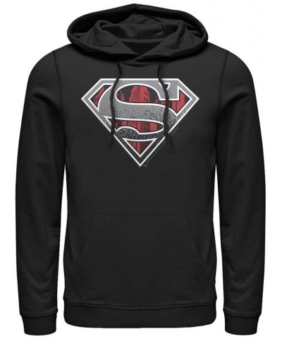 Men's Superman Concrete Logo Fleece Pullover Hoodie Black $30.36 Sweatshirt