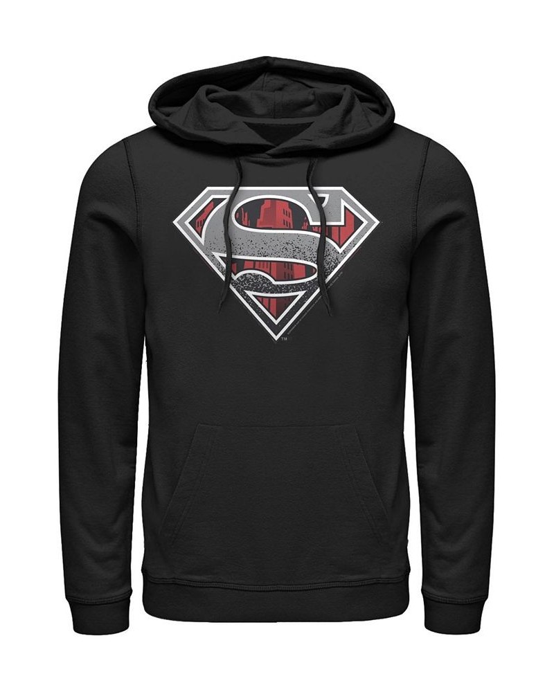 Men's Superman Concrete Logo Fleece Pullover Hoodie Black $30.36 Sweatshirt