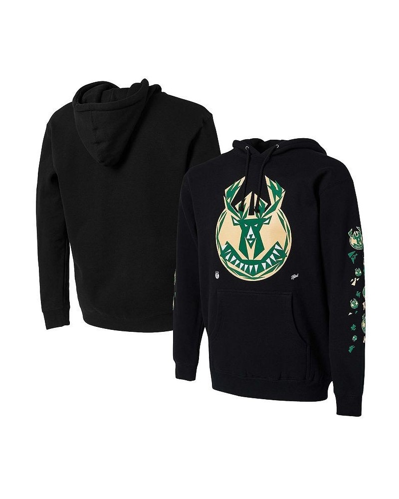 Men's NBA x Naturel Black Milwaukee Bucks No Caller ID Pullover Hoodie $53.99 Sweatshirt