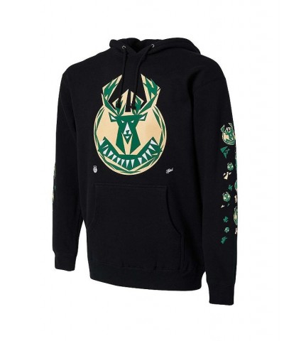 Men's NBA x Naturel Black Milwaukee Bucks No Caller ID Pullover Hoodie $53.99 Sweatshirt