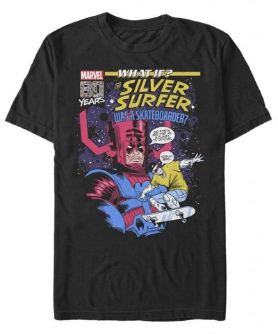 Men's Silver Surfer Skate Short Sleeve Crew T-shirt Black $17.50 T-Shirts