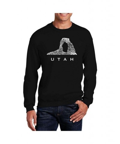 Men's Word Art Utah Crewneck Sweatshirt Black $20.00 Sweatshirt