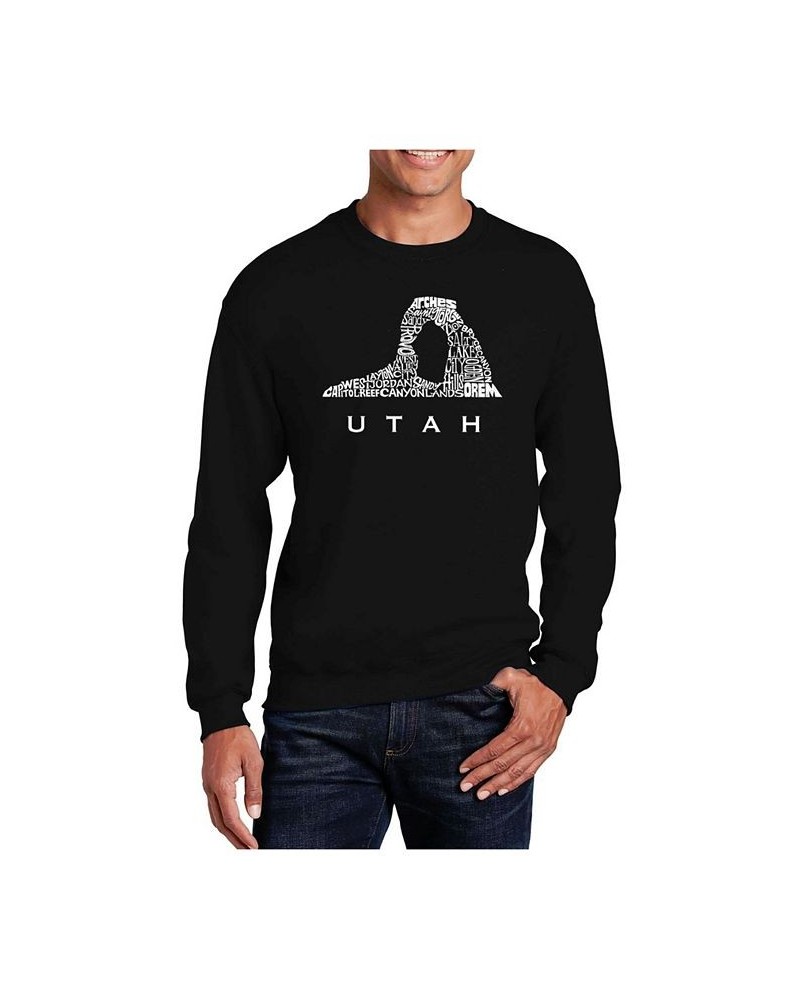 Men's Word Art Utah Crewneck Sweatshirt Black $20.00 Sweatshirt