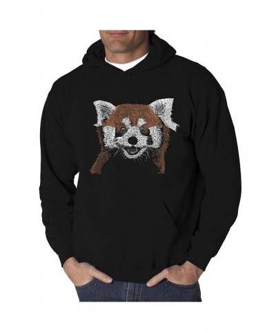 Men's Red Panda Word Art Hooded Sweatshirt Black $29.40 Sweatshirt