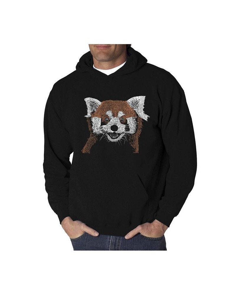 Men's Red Panda Word Art Hooded Sweatshirt Black $29.40 Sweatshirt