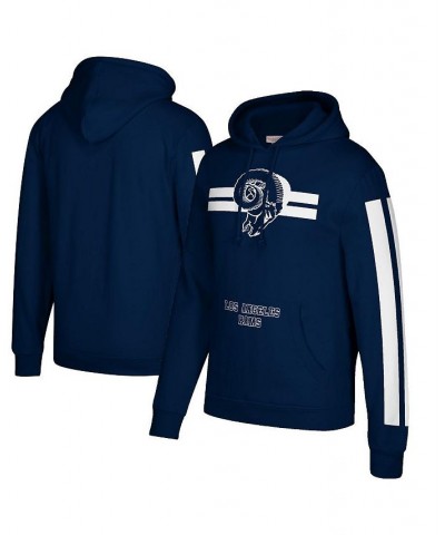 Men's Navy Los Angeles Rams Three Stripe Pullover Hoodie $41.65 Sweatshirt