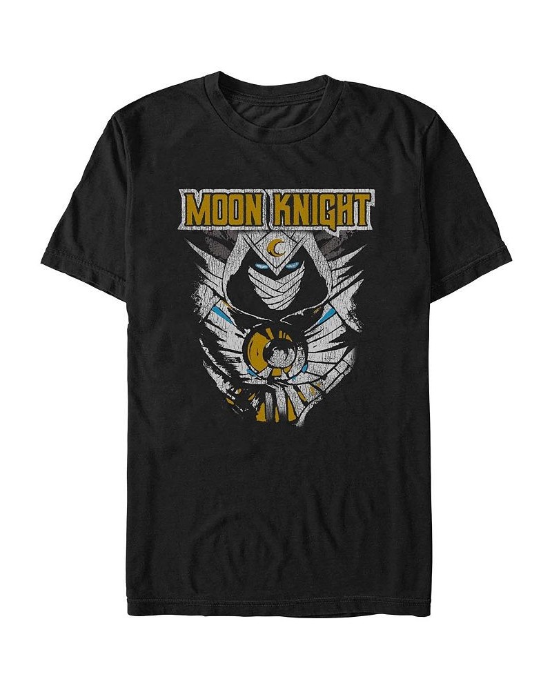 Men's Moon Knight Moon Glitter Short Sleeve T-shirt Black $14.70 T-Shirts