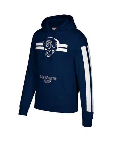 Men's Navy Los Angeles Rams Three Stripe Pullover Hoodie $41.65 Sweatshirt