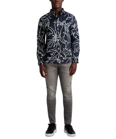 Men's Slim-Fit Tropical Floral Shirt Black $76.32 Shirts