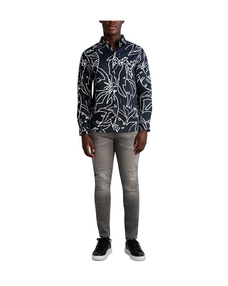 Men's Slim-Fit Tropical Floral Shirt Black $76.32 Shirts