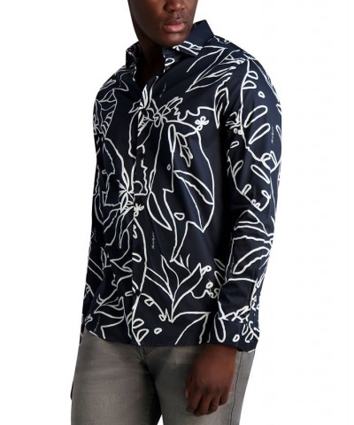 Men's Slim-Fit Tropical Floral Shirt Black $76.32 Shirts