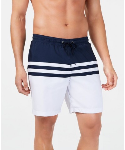 Men's Quick-Dry Performance Colorblocked Stripe 7" Swim Trunks White $12.50 Swimsuits