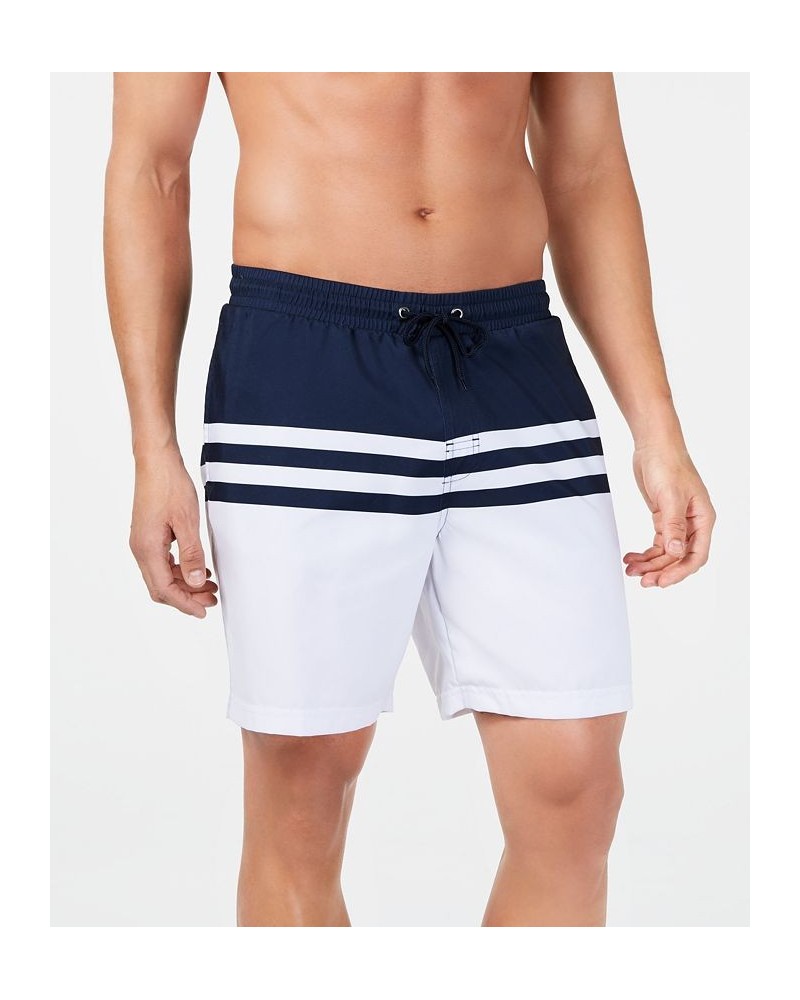 Men's Quick-Dry Performance Colorblocked Stripe 7" Swim Trunks White $12.50 Swimsuits