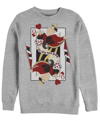 Men's Queen Of Hearts Long Sleeve T-Shirt Gray $30.22 T-Shirts