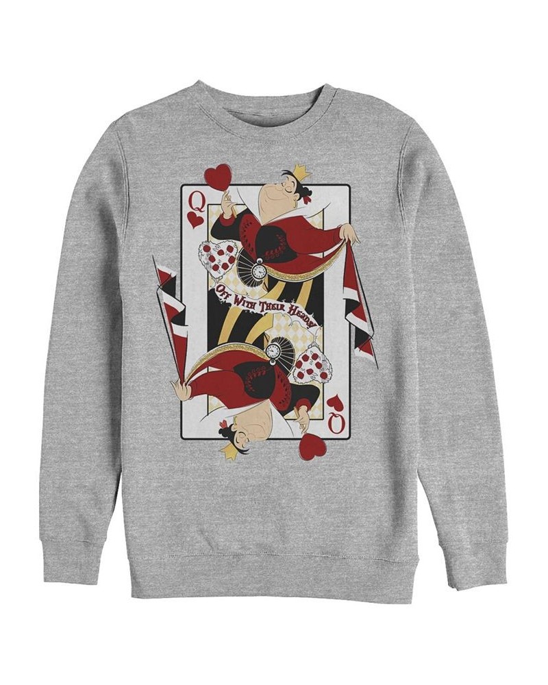 Men's Queen Of Hearts Long Sleeve T-Shirt Gray $30.22 T-Shirts