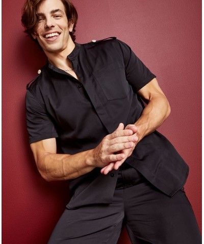 Men's Utility Shirt With Novelty Buttons Black $17.37 Shirts