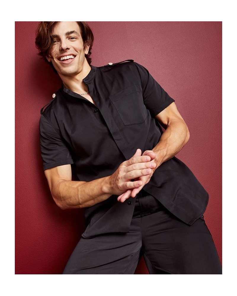 Men's Utility Shirt With Novelty Buttons Black $17.37 Shirts