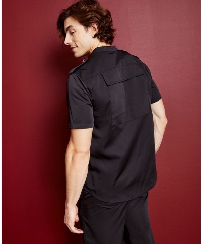 Men's Utility Shirt With Novelty Buttons Black $17.37 Shirts