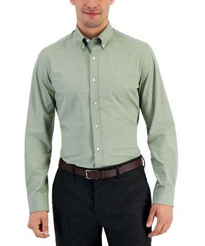 Men's Slim Fit 4-Way Stretch Solid Dress Shirt Green $14.00 Dress Shirts