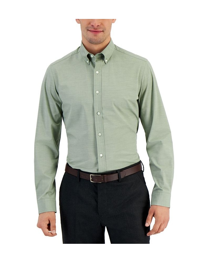 Men's Slim Fit 4-Way Stretch Solid Dress Shirt Green $14.00 Dress Shirts