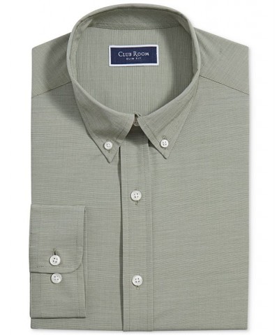 Men's Slim Fit 4-Way Stretch Solid Dress Shirt Green $14.00 Dress Shirts