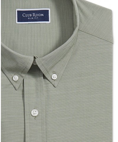 Men's Slim Fit 4-Way Stretch Solid Dress Shirt Green $14.00 Dress Shirts