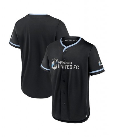 Men's Black, Light Blue Minnesota United FC Ultimate Player Baseball Jersey $38.49 Jersey