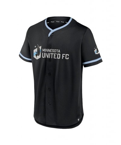 Men's Black, Light Blue Minnesota United FC Ultimate Player Baseball Jersey $38.49 Jersey