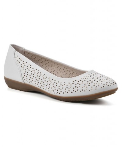 Women's Cindy Ballet Comfort Flat White $33.81 Shoes