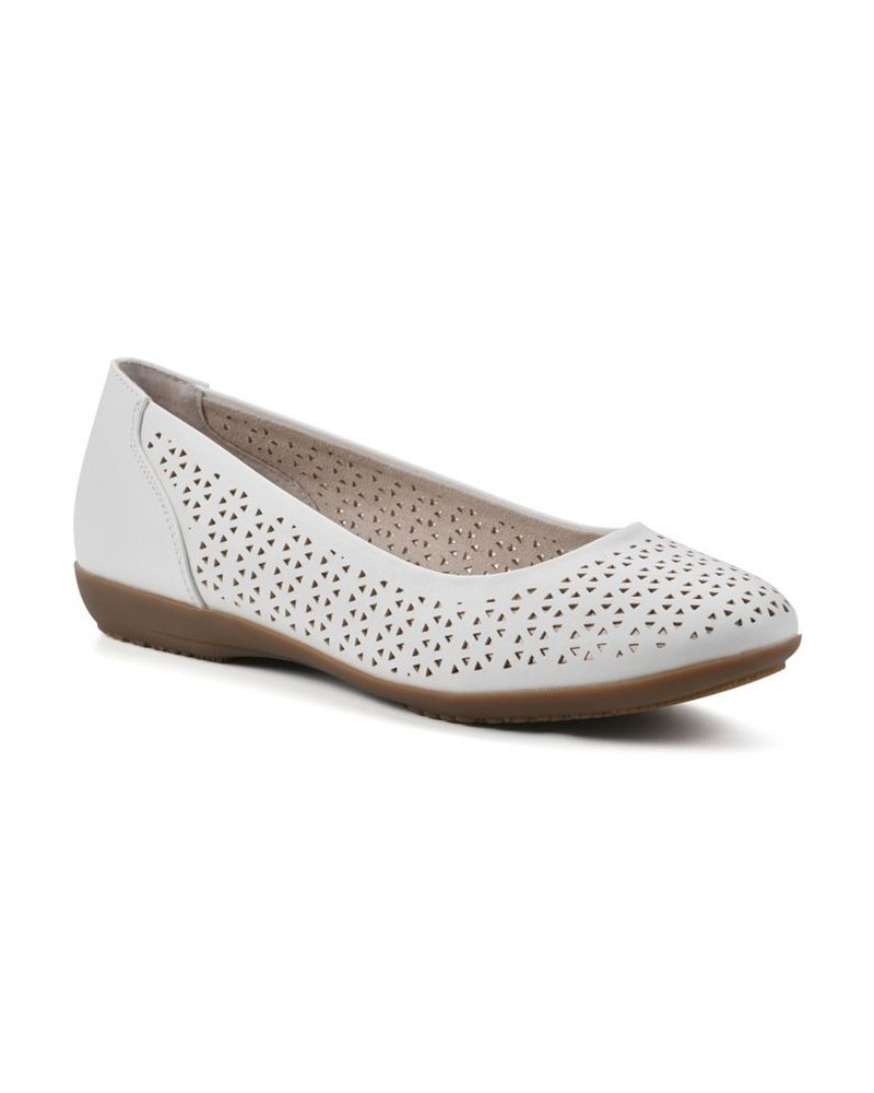 Women's Cindy Ballet Comfort Flat White $33.81 Shoes