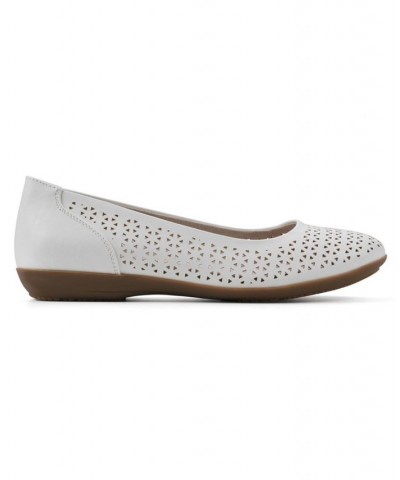 Women's Cindy Ballet Comfort Flat White $33.81 Shoes