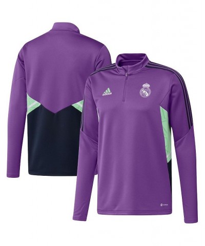 Men's Purple Real Madrid Training AEROREADY Quarter-Zip Top $30.66 Tops