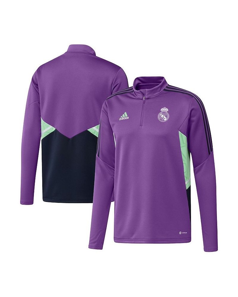 Men's Purple Real Madrid Training AEROREADY Quarter-Zip Top $30.66 Tops