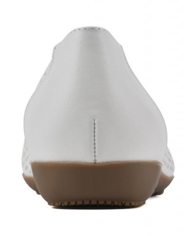 Women's Cindy Ballet Comfort Flat White $33.81 Shoes