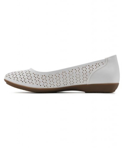 Women's Cindy Ballet Comfort Flat White $33.81 Shoes