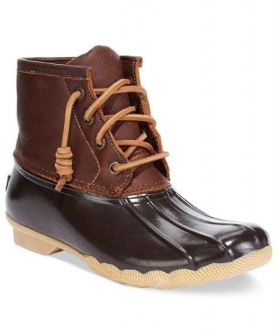 Women's Saltwater Duck Booties Brown $38.70 Shoes