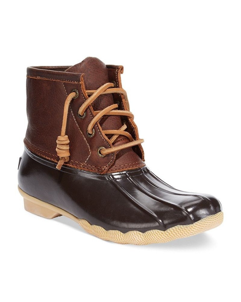 Women's Saltwater Duck Booties Brown $38.70 Shoes