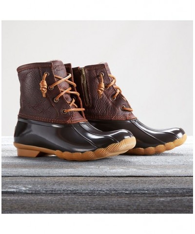 Women's Saltwater Duck Booties Brown $38.70 Shoes