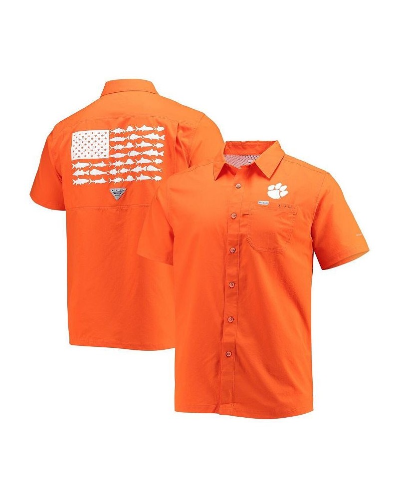 Men's Orange Clemson Tigers Slack Tide Camp Button-Up Shirt $38.49 Shirts