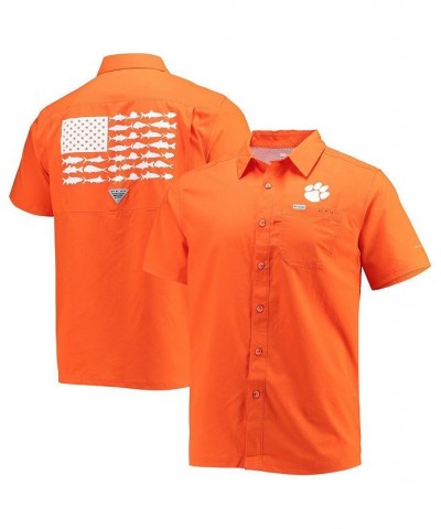 Men's Orange Clemson Tigers Slack Tide Camp Button-Up Shirt $38.49 Shirts