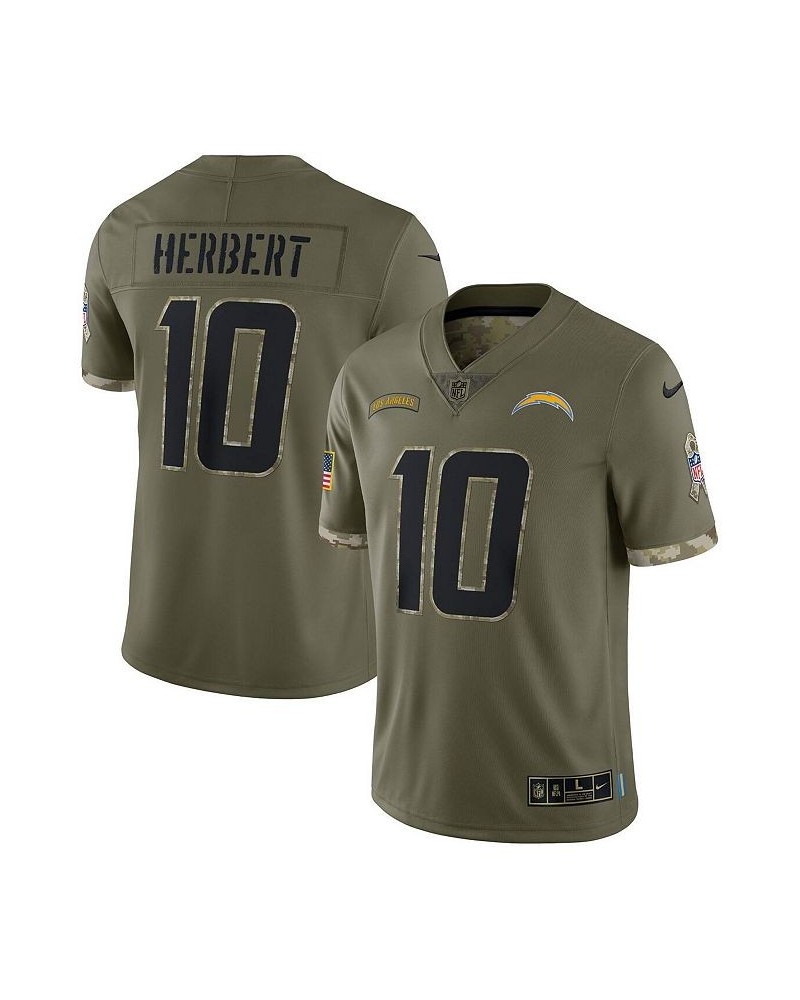 Men's Justin Herbert Olive Los Angeles Chargers 2022 Salute To Service Limited Jersey $56.24 Jersey