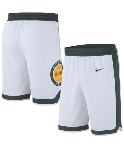 Men's White Michigan State Spartans Retro Replica Basketball Shorts $26.95 Shorts