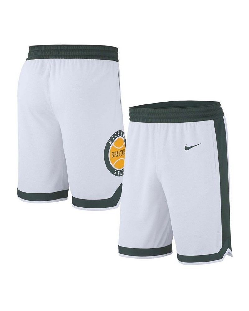 Men's White Michigan State Spartans Retro Replica Basketball Shorts $26.95 Shorts