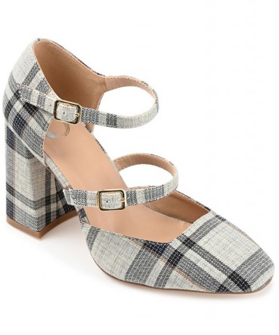 Women's Isadorah Double Strap Heels Plaid, Black $50.99 Shoes