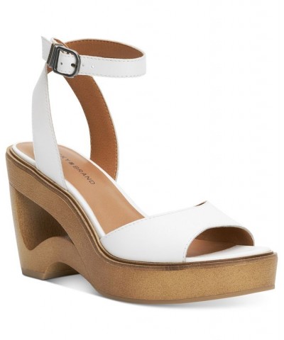 Women's Wyndin Ankle-Strap Platform Wedge Sandals White $41.28 Shoes