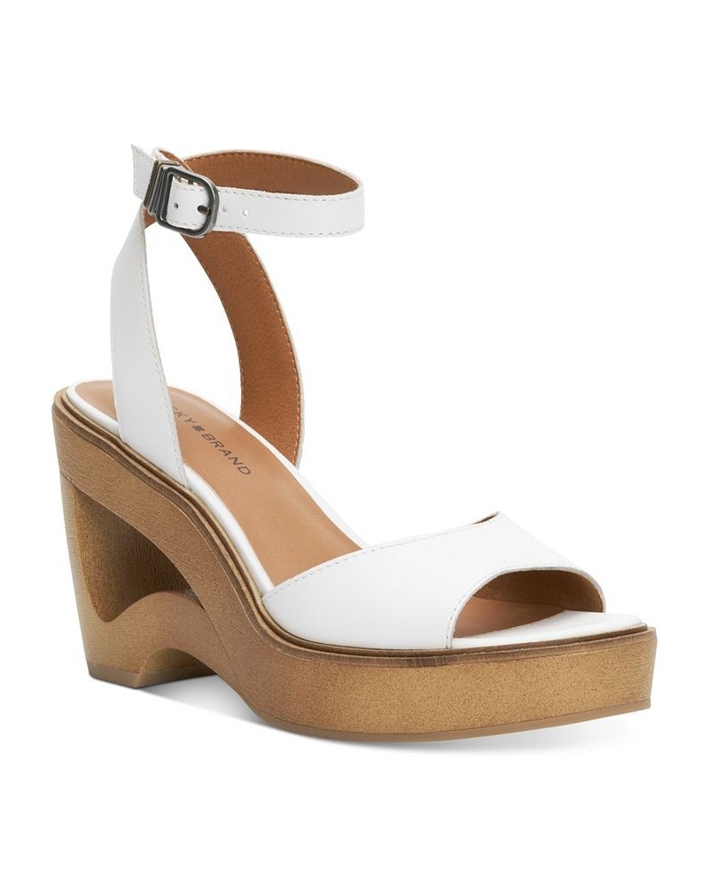 Women's Wyndin Ankle-Strap Platform Wedge Sandals White $41.28 Shoes