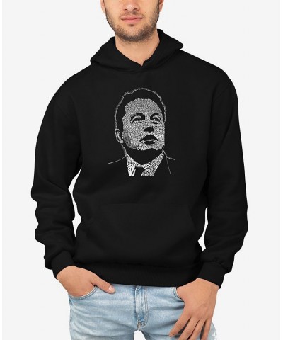 Men's Elon Musk Word Art Hooded Sweatshirt Black $24.60 Sweatshirt