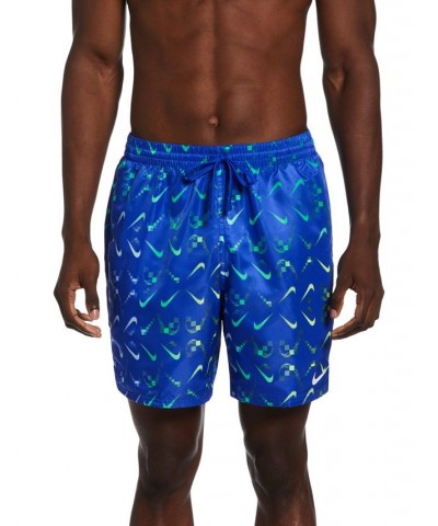 Men's Lap Digi Swoosh OmbrÉ Logo-Print 7" Swim Trunks Blue $33.92 Swimsuits