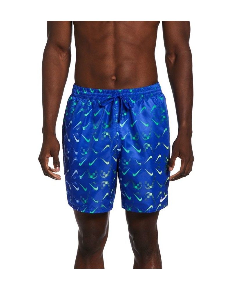 Men's Lap Digi Swoosh OmbrÉ Logo-Print 7" Swim Trunks Blue $33.92 Swimsuits