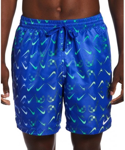 Men's Lap Digi Swoosh OmbrÉ Logo-Print 7" Swim Trunks Blue $33.92 Swimsuits